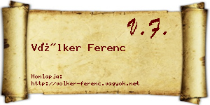 Völker Ferenc névjegykártya